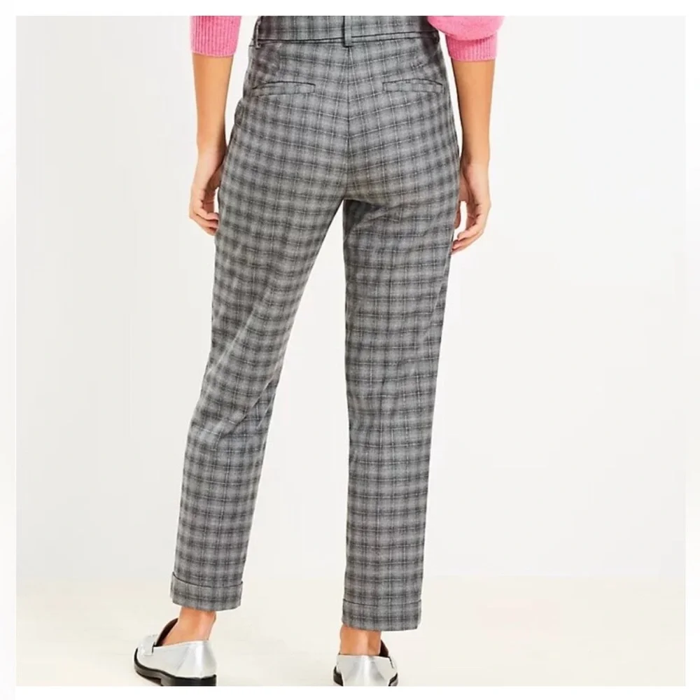 LOFT Tie Waist Devin Slim Pants Plaid - Size 2 NEW NWT - Picture 2 of 6